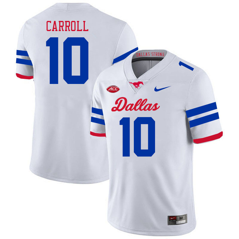 SMU Mustangs #10 Jamarion Carroll College Football Jerseys Stitched Sale-Alternate White